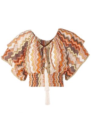 Top in cotone leggero con fantasia zig-zag PHO FIRENZE | 4323059TERRA